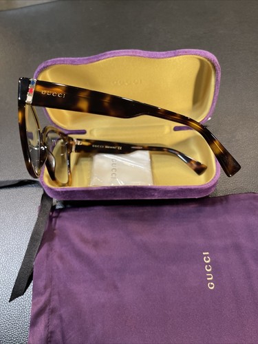 Authentic Gucci Sunglasses Tortoise W/gold. Blue Tint Purple Case, Bag & Cloth - Picture 7 of 21