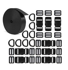 1 Inch Buckle Strap Set with 10 Yards Nylon Webbing, 8 Pcs Metal D Rings, 8 Pcs