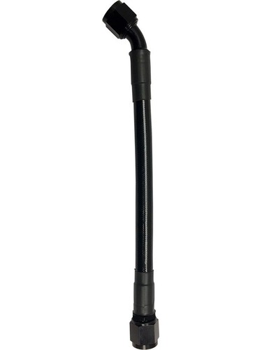 16" Long Fragola -6 AN To 6 AN Braided Stainless Steel PTFE Hose Assembly - Black Anodized Ends