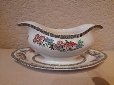 Vintage Indian Trees Sauciere mit fester Untertasse von Johnson and Sons