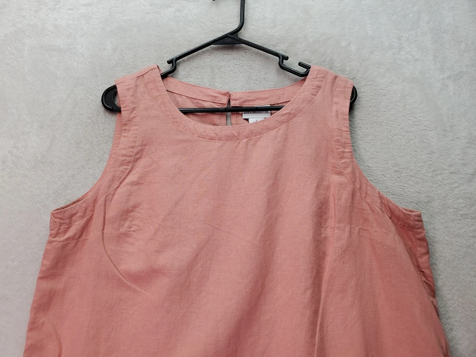 Liz Claiborne女式大号三文鱼亚麻条纹无袖圆领背心 — 第 4/4 张图片