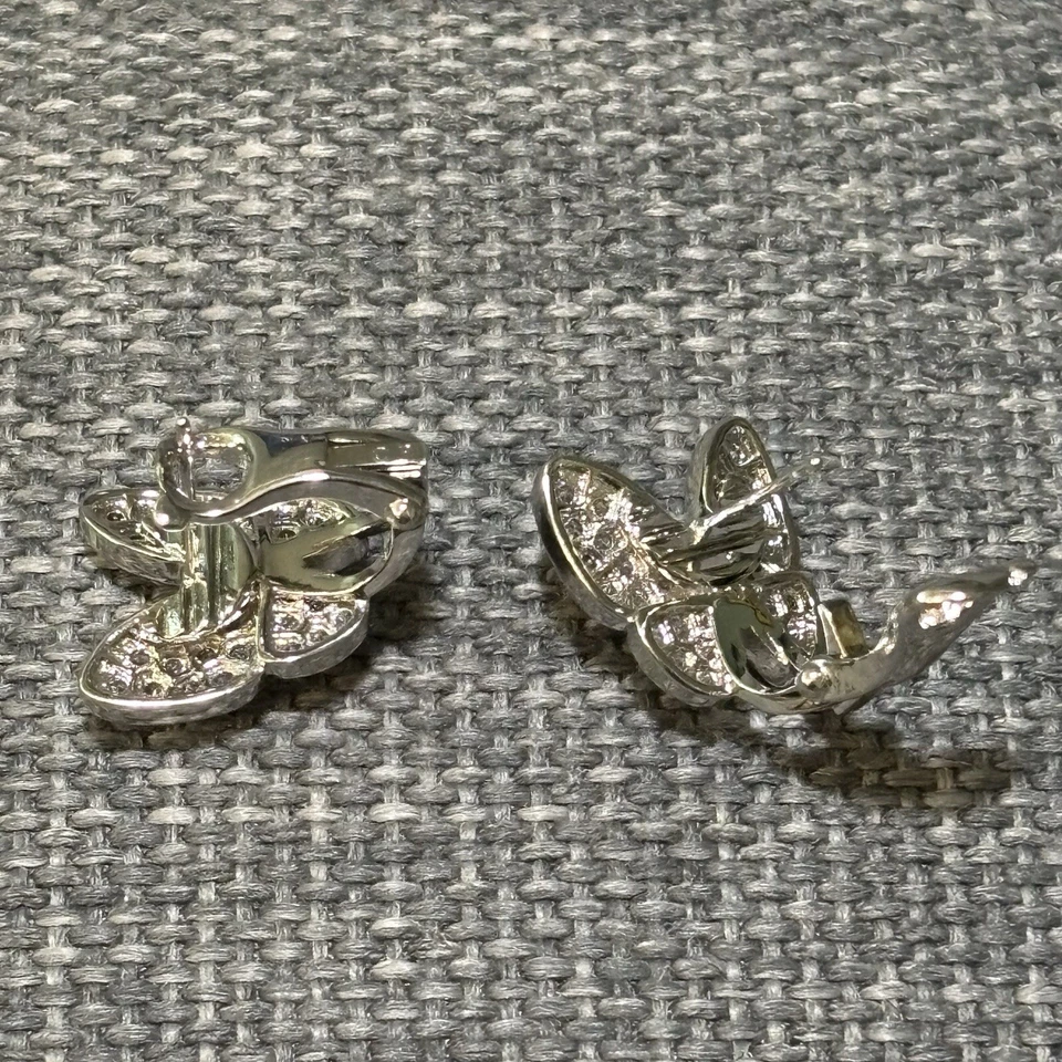 Pendientes Mariposa Plata, Huggie, Cristal Pavé Estrás, Baile de graduación Novia Boda Foto 3 de 4