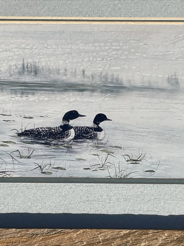 RARE Signed Framed LOONS on LAKE MOREHEAD British Columbia Canada Art ❤️blt10m7 - Picture 5 of 9