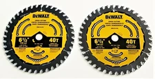 2 DEWALT 6-1/2" CARBIDE 40T CORDLESS CIRCULAR SAW BLADES FINISH 40 DWA161240
