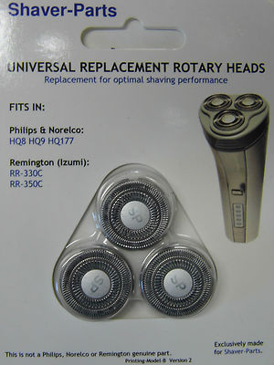 3er Set Universal Rasierköpfe kompatibel HQ8,HQ177,HQ9 für PHILIPS