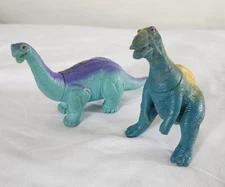 Pair of Vintage 1988 Playskool Dinosaurs Toy Dino Figures Brontosaurus Dinosaur