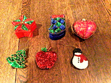 Stunningly beautiful Satin  Sequin  Beads Ornament Lot of 6