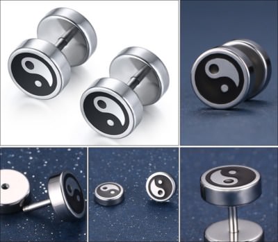 Orecchini Uomo Diamante Orecchini Bliqniq Acciaio Inossidabile - Set 12 Paia Con Perle Sfera, Argento E Oro Orecchini Donna Cerchio - Foto 9