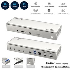 15-in-1 Thunderbolt 4 40Gbps USB3.1 Docking Station Quad 4k 98W Laptop Charging