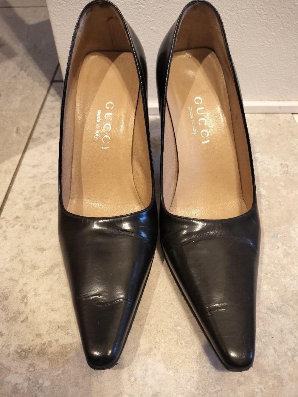 Gucci Pumps Shoes Pointed Toe Black Leather Size 35 US About5 For Women