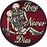 "Totenkopf AufnäHer Skelett Patch \"Love Never Dies\" BüGelbild Skull Applikation"