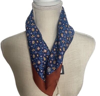 Tory Burch Wild Pansy Bouquet Neckerchief Fresh Blueberry (400) NWT
