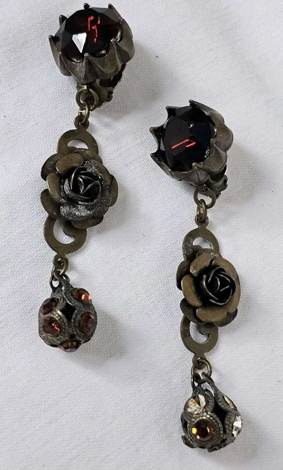 Babylon Paris Vintage Ohrhänger Ohrclips Kristall Clips Hänger Ohrschmuck - Bild 2 von 4