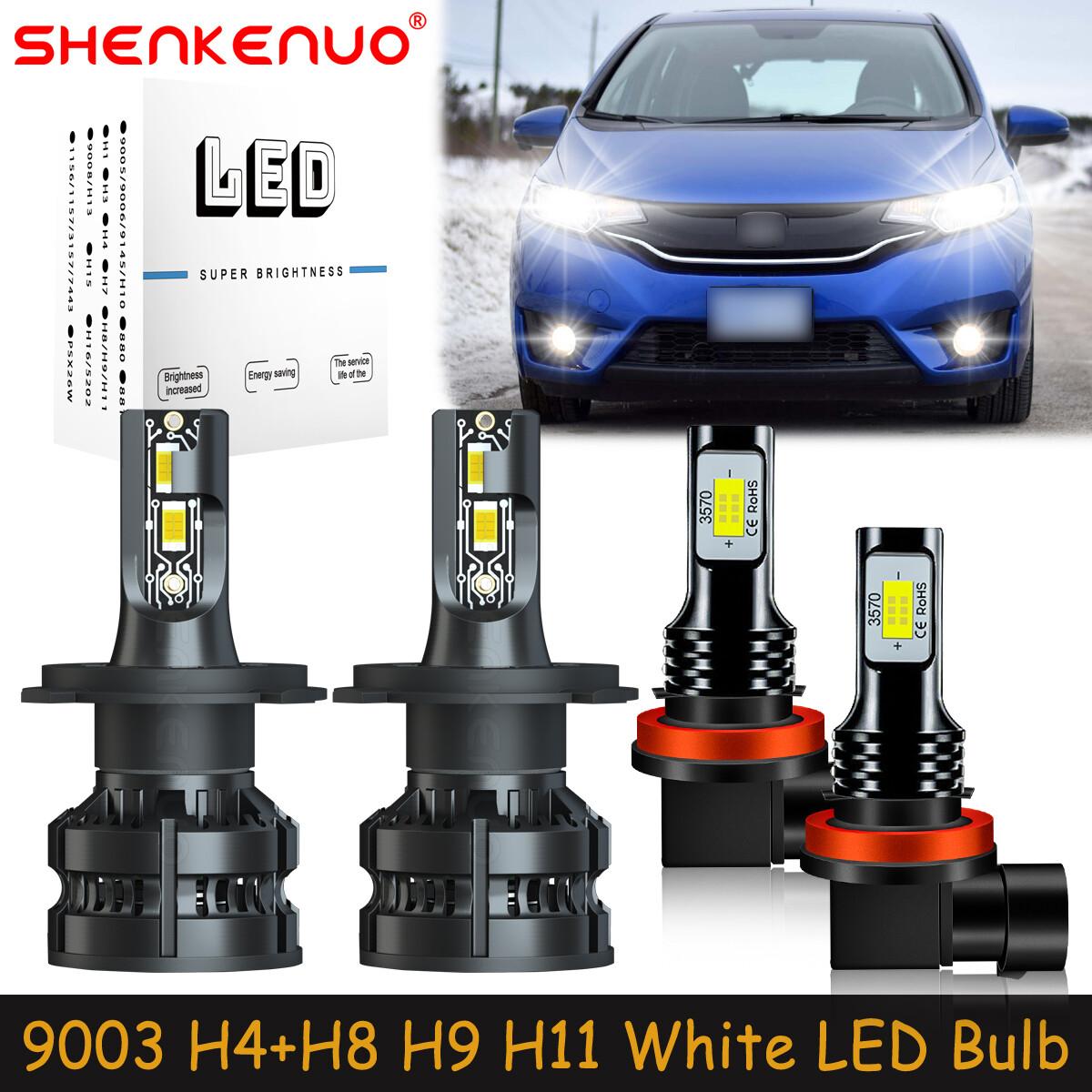 For Honda Fit 2015 2016 2017 White LED Headlight Bulb High Low