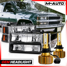 8pc Black Housing Headlightbumper6500k Led Bulb For 94-00 Chevy Ck C10 Pickup