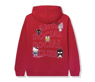 Hello Kitty And Friends X ASSC Anti Social Social Club Red Hoodie Size XXL  | eBay