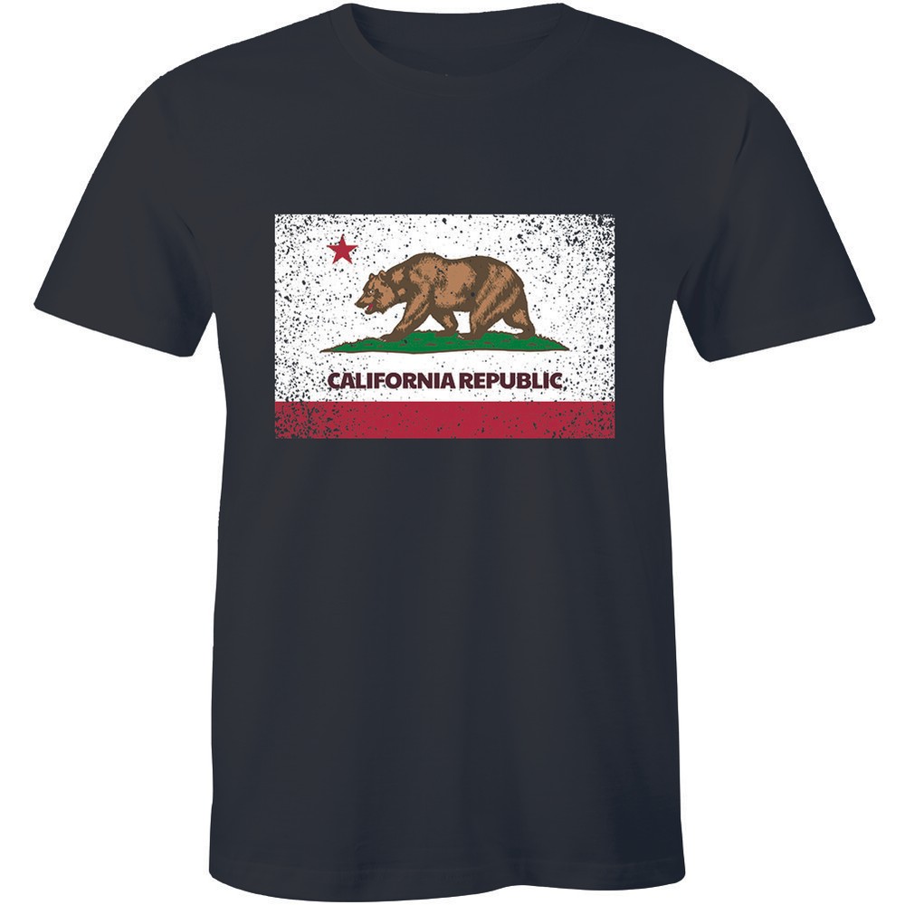 California Republic Flag Distressed Grizzly Bear T-Shirt for Men  