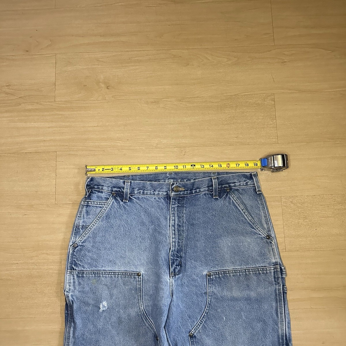 Carhartt Double Knee Jeans Mens 38X34 Logger Washed Denim Loose