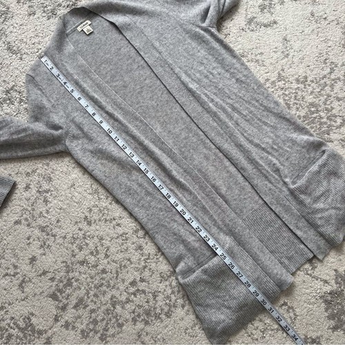 LL Bean Women’s Small Grey Cashmere Cardigan Sweater Long Line Pocket Neutral - Picture 9 of 10