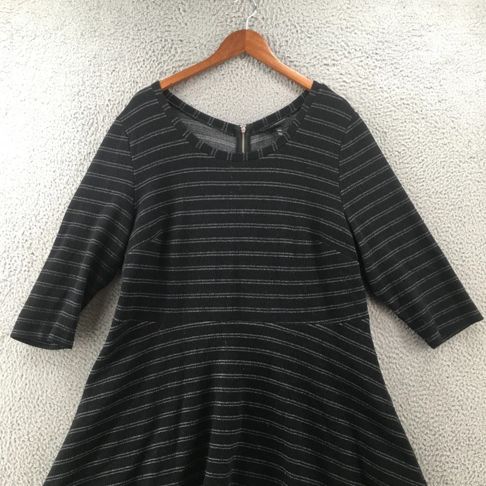 Maxi Vestido Lane Bryant Para Mujer 18/20 Negro Mangas Largas Cremallera Cuello Redondo Informal Foto 2 de 4