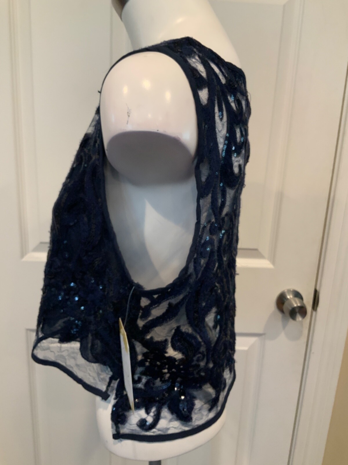 Zara Basic Collection Navy Blue Sequin Patterned … - image 4