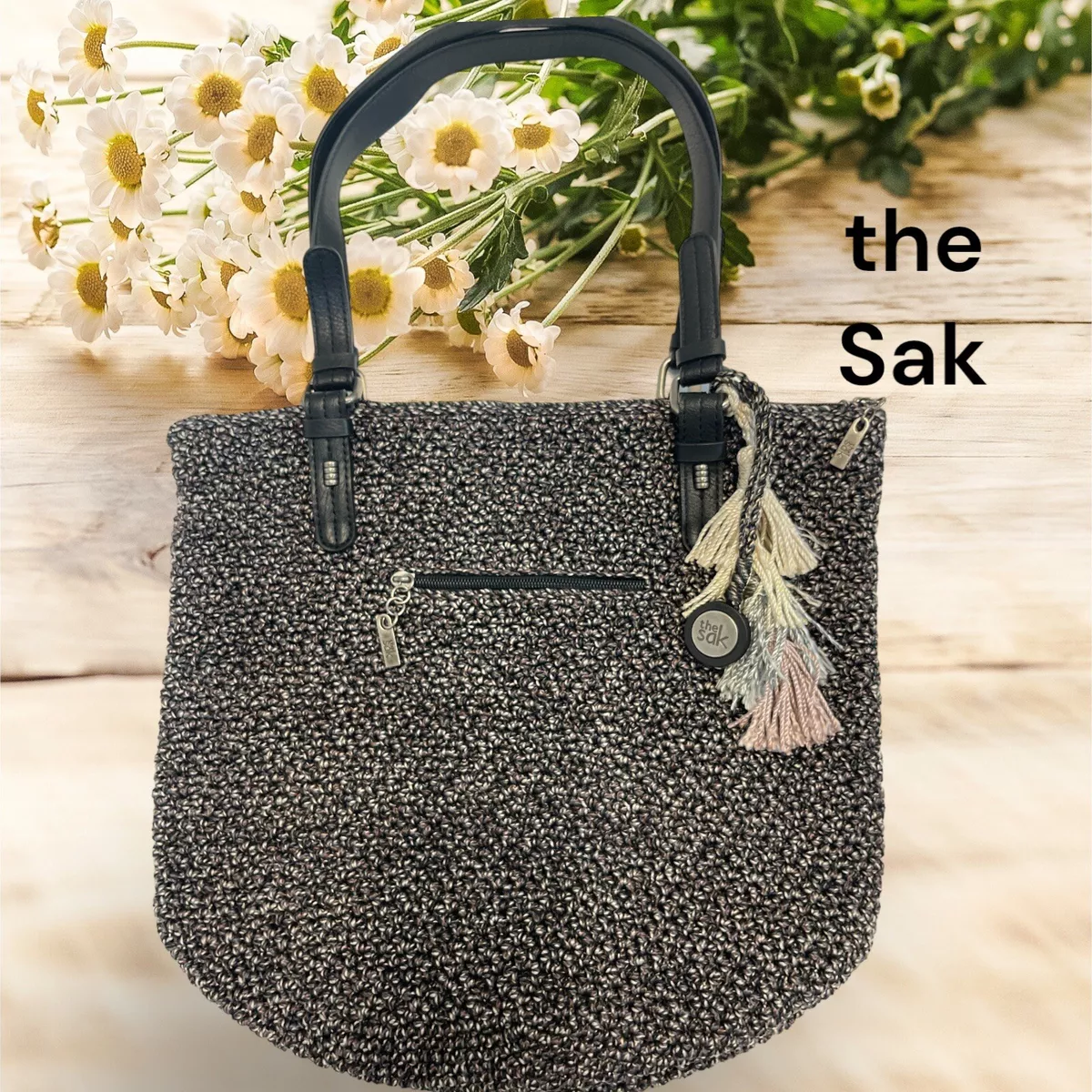 NWOT The SAK crocheted Silverwood Shopper Shoulder Bag Tote eBay