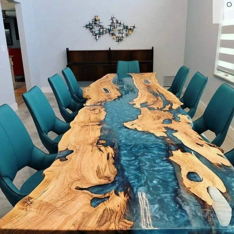 Dining table resin sale river