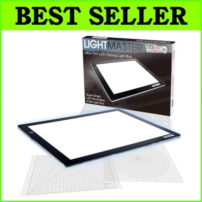 Portable 17''x24'' Dimmable LED Light Pad with Grid & Protractor - Creative Tool