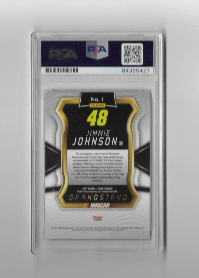 Jimmie Johnson Signed 2017 NASCAR Prizm Select #1 Lowes Racing Card PSA/DNA Slab - Image 2 of 2
