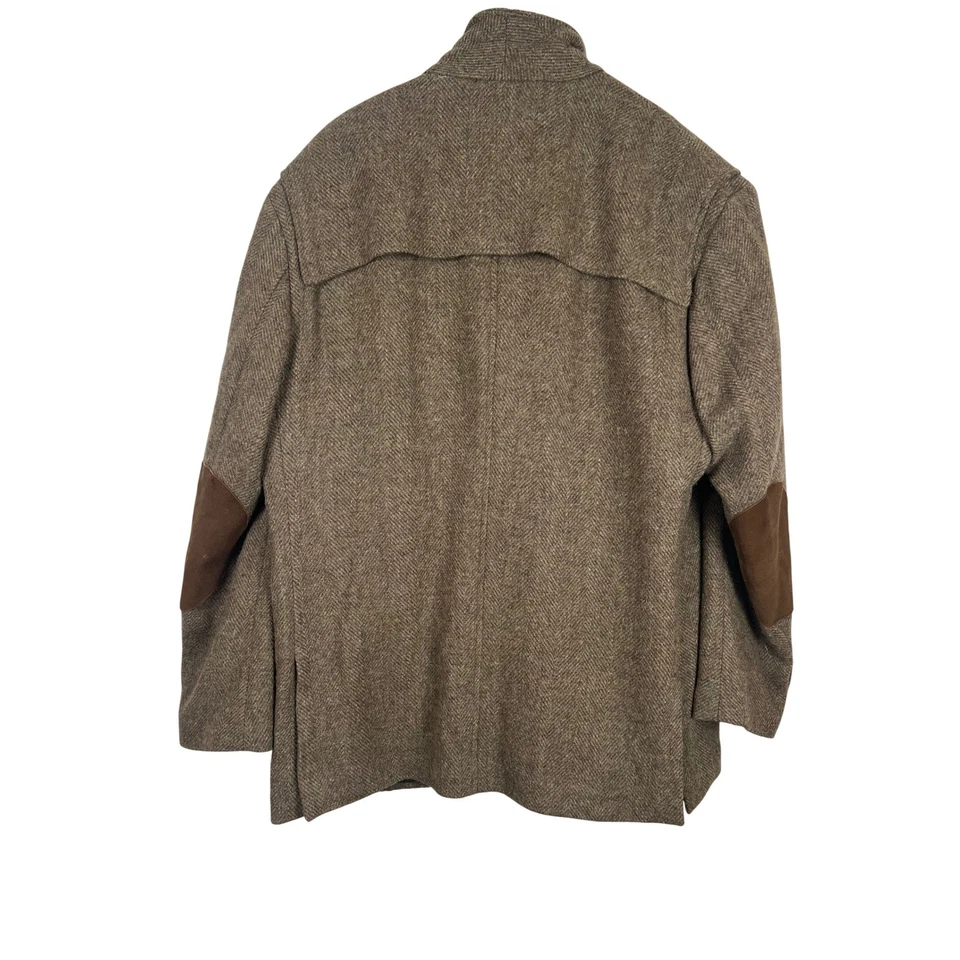 RRL Ralph Lauren Mens Wool Tweed Blazer Jacket Elbow Patches Brown Herringbone - Image 2 of 4