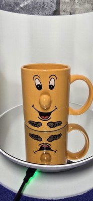 Vintage 1990er orange lustige Gesicht Tasse 3D Nase Schuhe Füße Neuheit Kaffeetasse