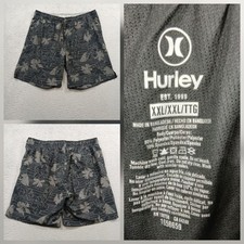 Hurley Men's Floral Swim Trunks Shorts Size XXL Gray Tropical Hibiscus EUC