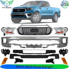Front Bumper Face Bar Chrome & Grille Assembly Kit For 2019-2023 Ford Ranger