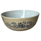 Vintage PYREX Homestead Nesting Mixing Bowl 4 Qt. #404 Blue Tan Retro Kitchen