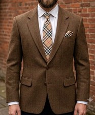 Belvest Mens Blazer 42R Wool/Cashemere Brown Plaid Made in Italy 2 Button