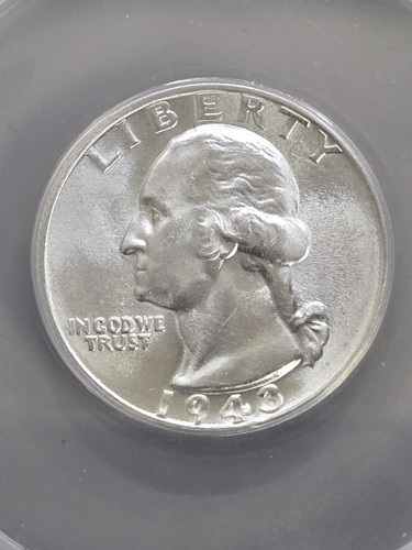 1943 S Washington Quarter ANACS MS 62 25c - Picture 2 of 4