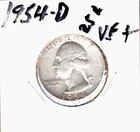 1954d Washington silver quarter very fine