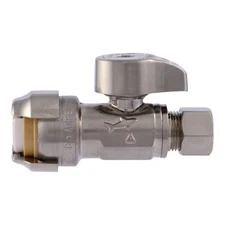SharkBite 1/2" x 3/8" Compression/Push to Connect Straight Stop Valve BRUSHED Ni
