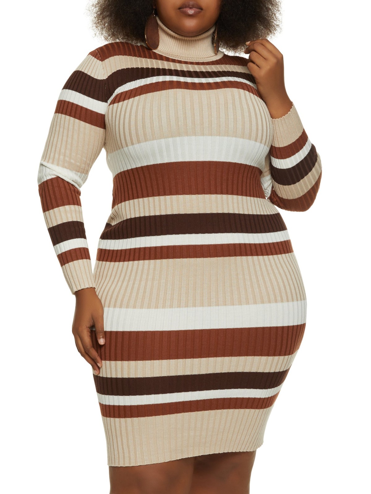 ALMOST FAMOUS Womens Body Con Dress Beige Long Sleeve Pullover Juniors S