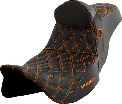 SADDLEMEN Pro Series SDC Performance Fits Seat - W/ Backrest - Orange Stitch -