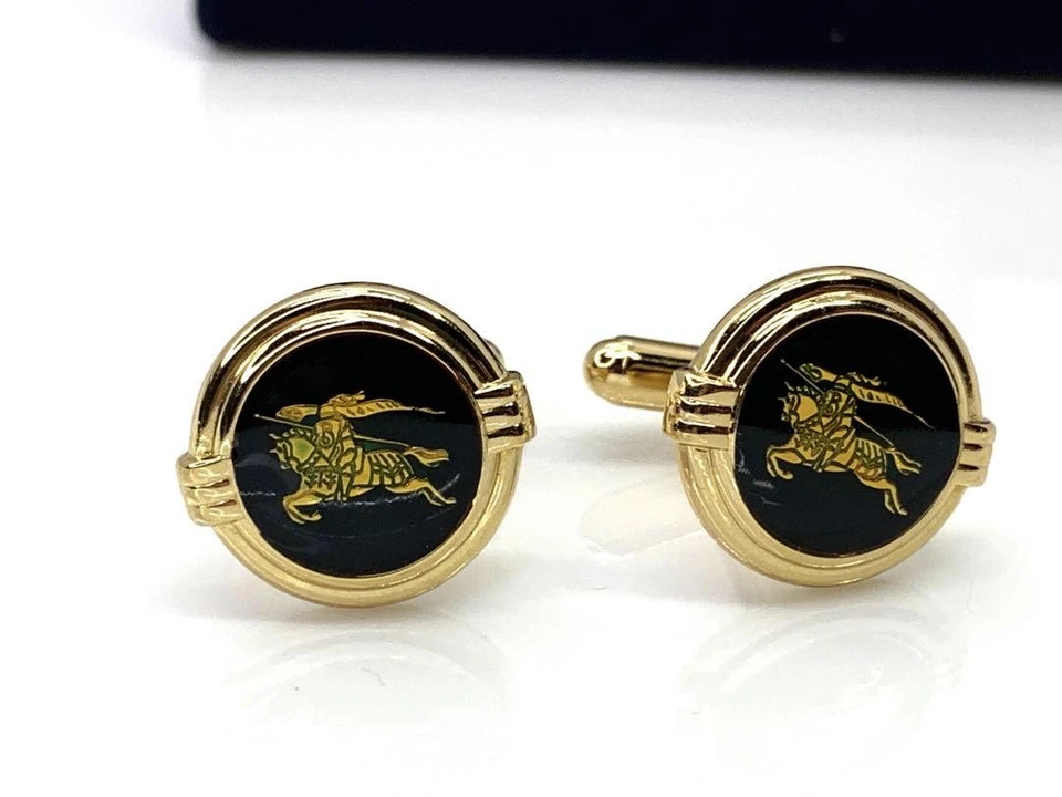 Burberry Gold-Colored Dark Green Cufflinks - Image 3 of 4