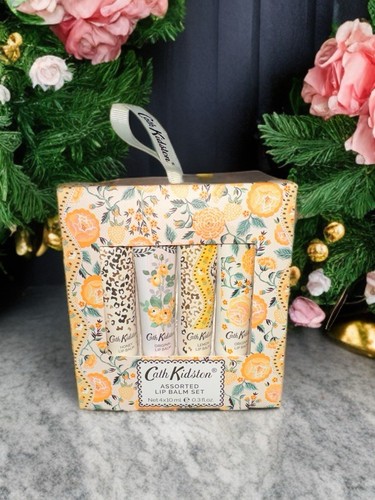 Cath Kidston verschiedene Lippenbalsam Set 4 Stück - Original, Zitrone, Honig Duft - verschenkbar