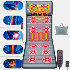 Full Body Electric Massage Mat Cushion Back Massage Pad w/ Heat Vibration Timer