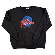 VINTAGE PLANET HOLLYWOOD LAS VEGAS EMBROIDERED SWEATSHIRT 1990S LG MADE IN USA