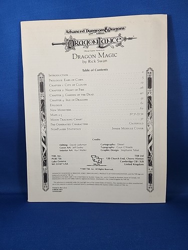 TSR AD&D Dungeons & Dragons - Dragonlance Dragon Magic 9244 DLE2 Fantasy W/ Map - Picture 9 of 15