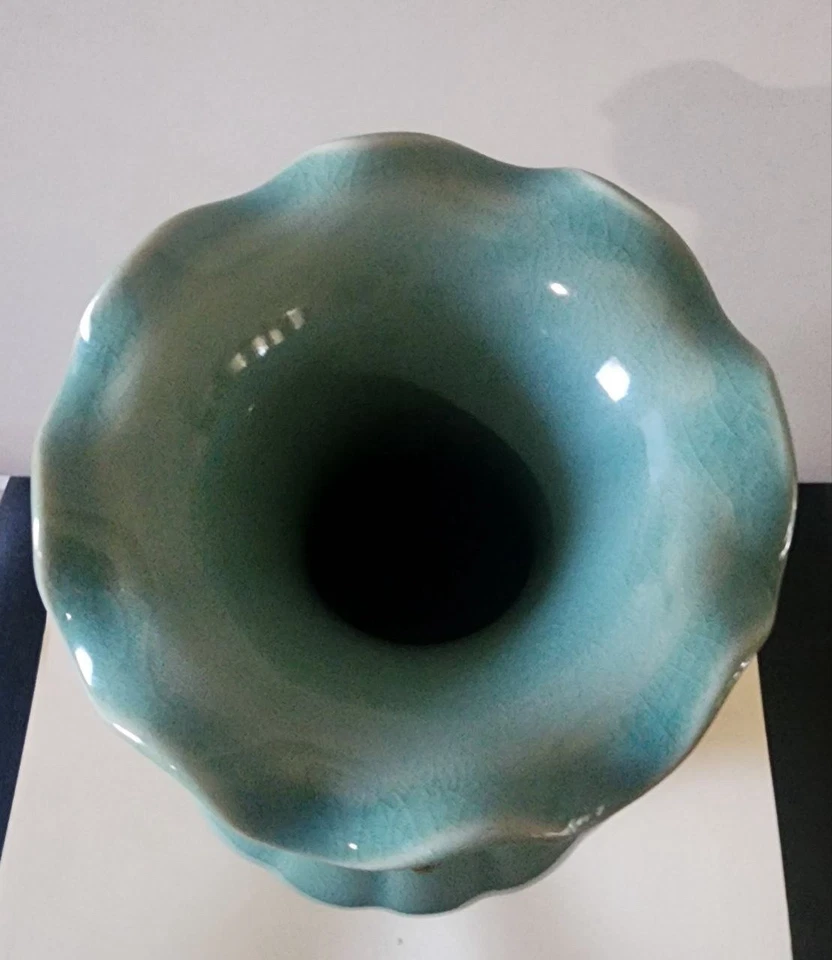 Jarrón de cerámica de porcelana verde coreana Foto 2 de 4