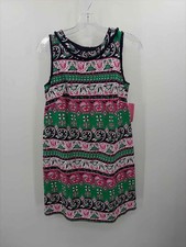 Pre-Owned Talbots Navy Size 10P Printed Shift Knee Length Sleeveless Dress
