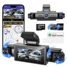 AZDOME 360° 3"4CH 4K Dash Cam 2.5K+1080P*3 5GWiFi GPS Front and Rear 64GB Card