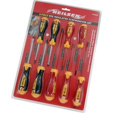 9pc VDE & STANDARD SCREWDRIVER SET PHILLIPS SLOTTED Ph1 Ph2 3.5mm - 6.5mm