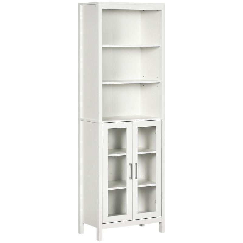 Tall Bathroom Storage Cabinet, Linen Tower with Adjustable Shelves, White